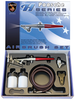 Paasche H-3AS Airbrush Set including all three heads, hose and bottles