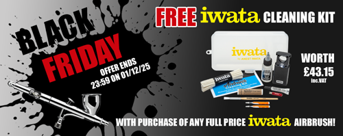 FREE Iwata Cleaning Kit worth £43.15 Inc. VAT with the purchase of any FULL PRICE Iwata Airbrush!