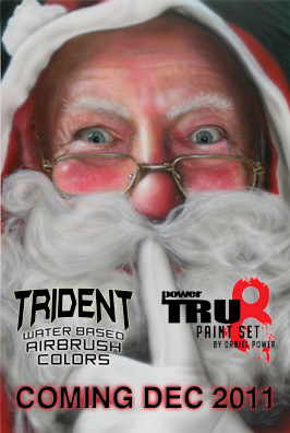 'Santa Knows' painted by Alexander Medwell with Trident water-based airbrush colours