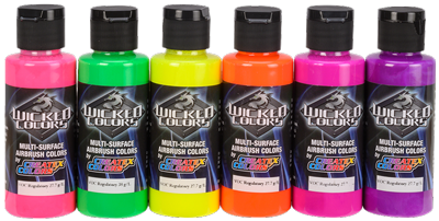 Createx Wicked Color Airbrush Paint 6-Color Set Fluorescent