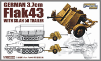 GreatWall Hobby 1/35 scale German 3.7cm FlaK43 with Sd.Ah.58 Trailer
