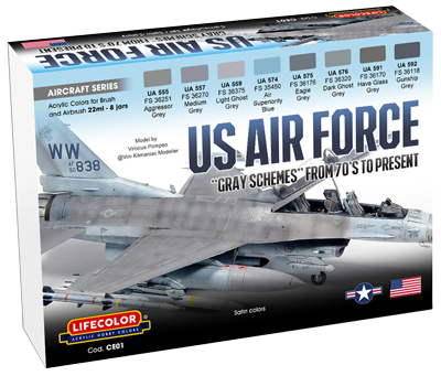 LifeColor Modern US Air Force Grey Schemes (22ml x 8)