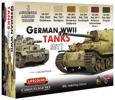 LifeColor German WWII Tanks Set 1 (22ml x 6)