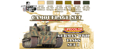 LifeColor German WWII Tanks Set 1 (22ml x 6)