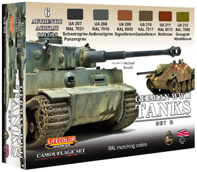 LifeColor German WWII Tanks Set 2 (22ml x 6) [NEW | DAMAGED BOX]