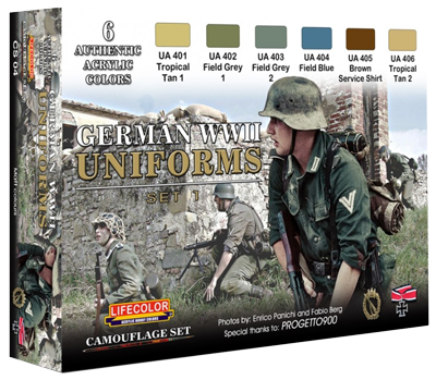 LifeColor German WWII Uniforms Set 1 (22ml x 6)