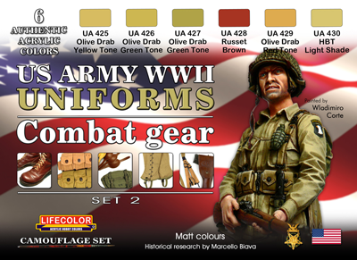 LifeColor USA WWII Army Uniforms Set 2 (22ml x 6)