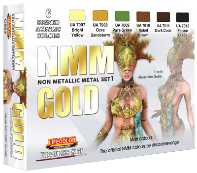 LifeColor Non Metallic Metal Paint Set 1 GOLD (22ml x 6)