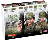 LifeColor US Army Uniforms 1948-1980 Combat & Fatigue Clothing Set (22ml x 6)