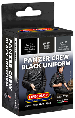 LifeColor Panzer Crew Black Uniform Camouflage Scheme (3 x 22ml)