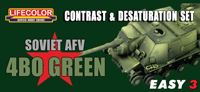 LifeColor Easy 3 Contrast and Desaturation: Soviet AFV / 4B0 Green Set (22ml x3)
