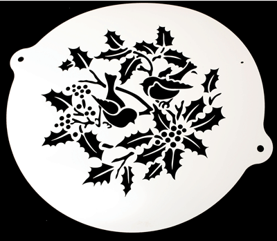 Expression Stencils - Robin with Holly 8 inch Cake Top