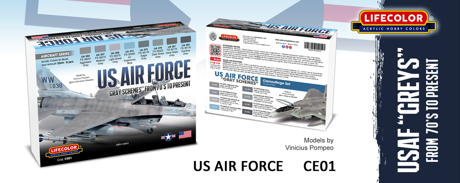 LifeColor Modern US Air Force Grey Schemes (22ml x 8)