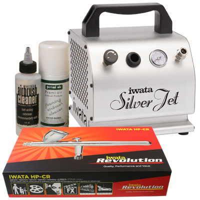 Kit With Silver Jet Compressor - Iwata Makeup Airbrush Kit Kit With Silver Jet Compressor - Iwata Makeup Airbrush Kit
